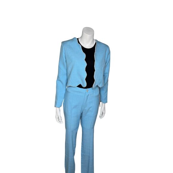 New Barbie x Aqua Pantsuit Women’s XS Blue Scallop Blazer Trouser Suit Set